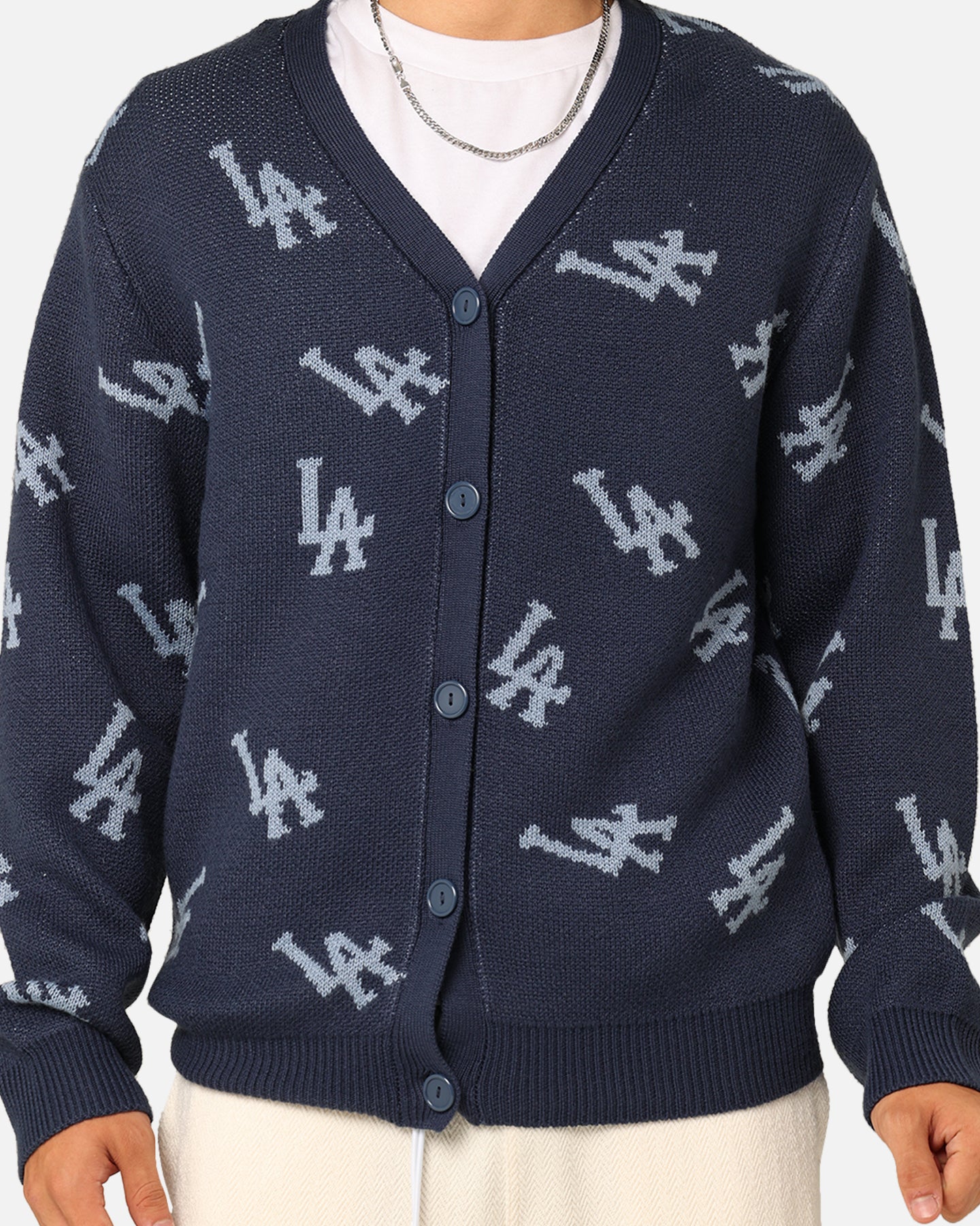 Majestic Athletic Los Angeles Dodgers Shaggy Knit Varsity Cardigan