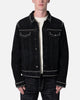 MNML Studded Suede Denim Jacket Black