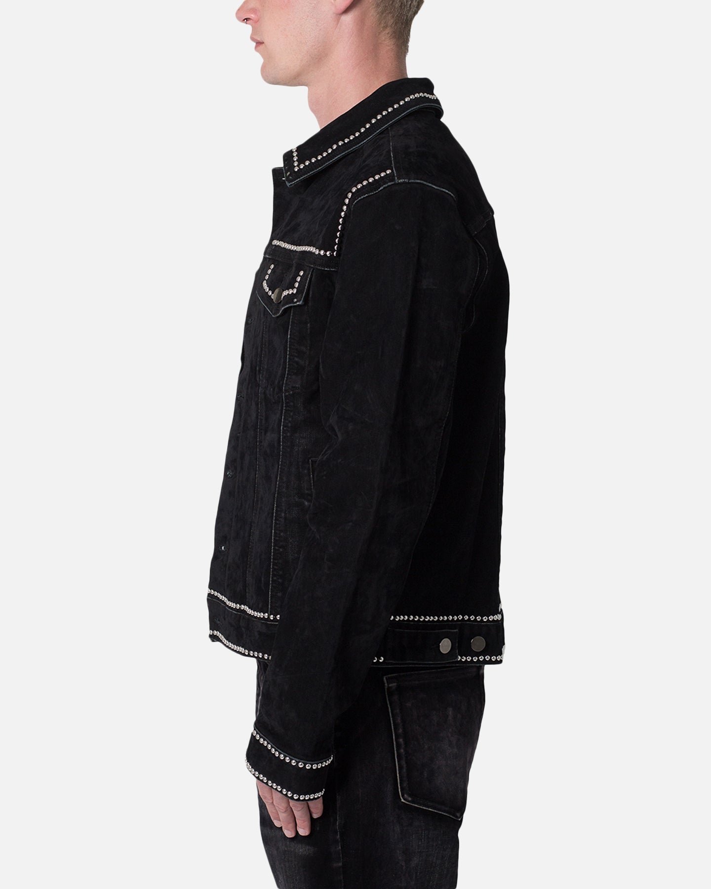 MNML Studded Suede Denim Jacket Black | Culture Kings