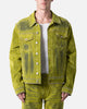 MNML Studded Suede Denim Jacket Green