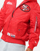 New Era San Francisco 49ers Alpha Industries L-2B Hooded Bomber Jacket Red