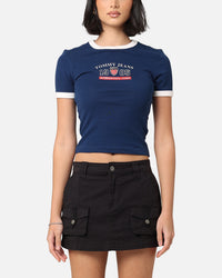 Tommy Jeans Women's TJW Archive Games Ringer T-Shirt Twilight Indigo