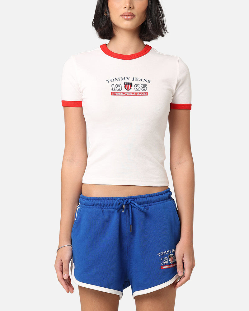 Tommy Jeans Women's TJW Archive Games Ringer T-Shirt Ancient White
