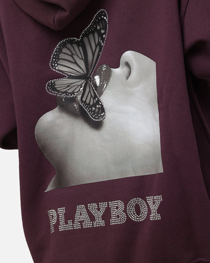 Playboy Diamanté Hoodie Plum