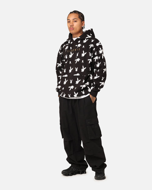 Playboy Gold Bunny All Over Hoodie Black