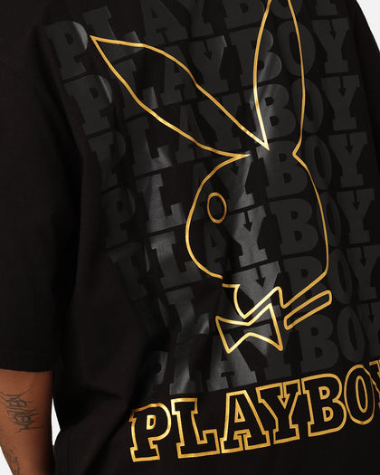 Playboy Linear Classic Bunny Stack T-Shirt Black