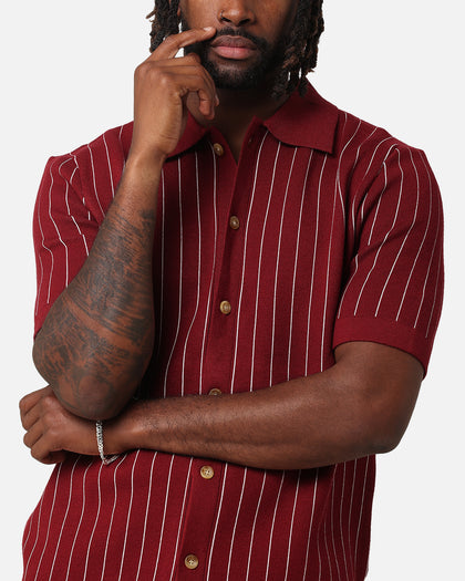 XXIII Nicholas Knit Button Up Shirt Deep Red