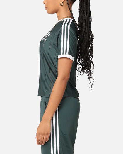 Adidas Women's 3-Stripes Pinstripe T-Shirt Mineral Green