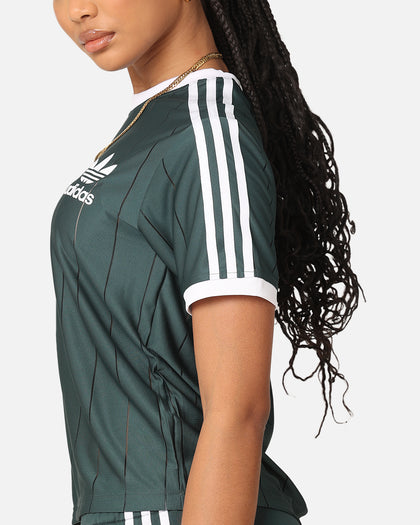 Adidas Women's 3-Stripes Pinstripe T-Shirt Mineral Green