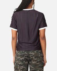 Adidas Women's 3-Stripes Pinstripe T-Shirt Aurora Black