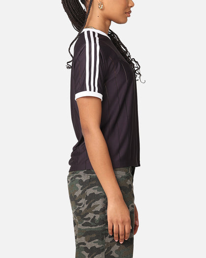 Adidas Women's 3-Stripes Pinstripe T-Shirt Aurora Black