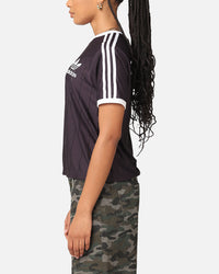Adidas Women's 3-Stripes Pinstripe T-Shirt Aurora Black