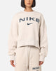 Nike Women's Sportswear Pheonix Fleece Oversized Logo Crewneck Light Orewood Brown/White