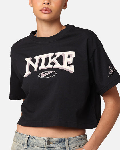 Nike Women's Sportswear Loose Varsity Cropped T-Shirt Black
