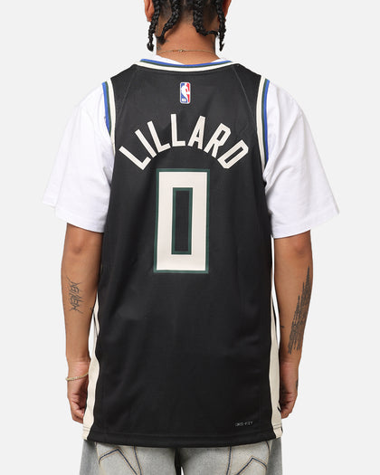 Nike Damian Lillard Milwaukee Bucks #0 Icon Edition 2022/23 Nike Dri-Fit NBA Swingman Jersey Black