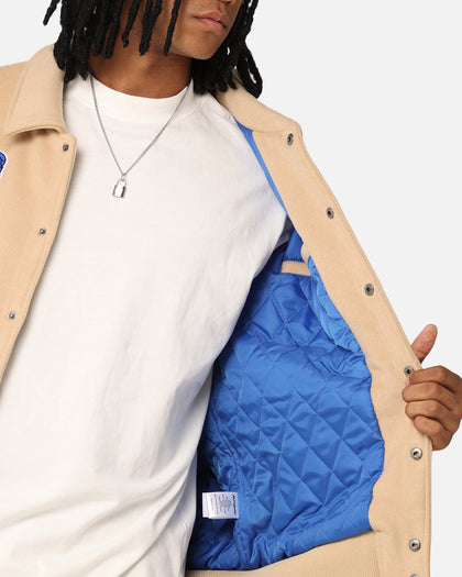 Majestic Athletic Los Angeles Dodgers City PU Melton Letterman Jacket Oatmilk