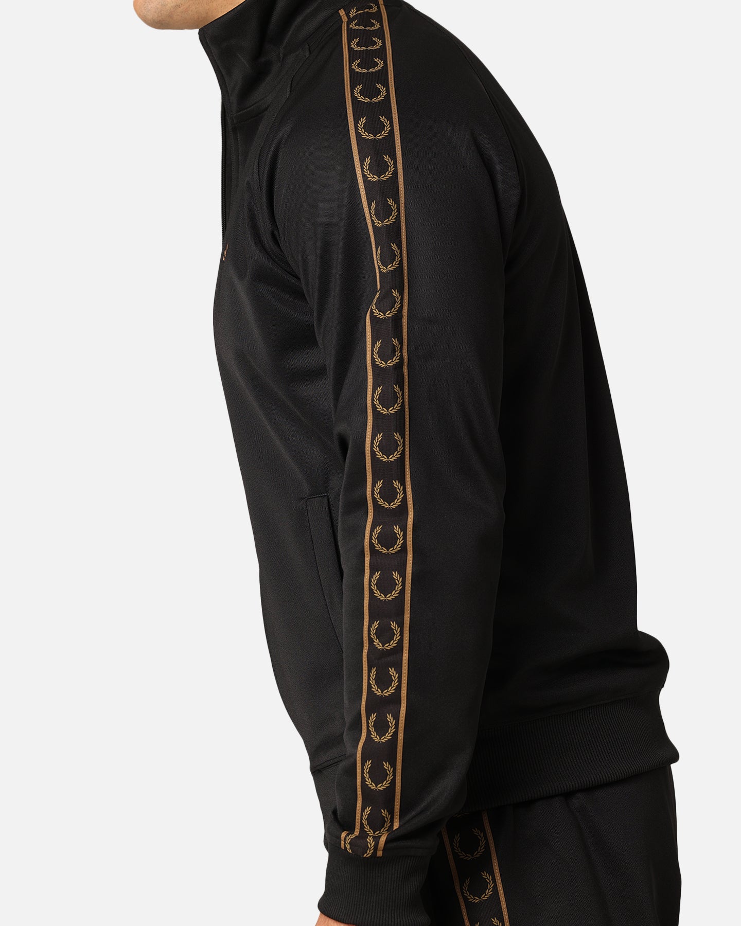 Fred Perry Contrast Tape Track Jacket Black/Stone | Culture Kings