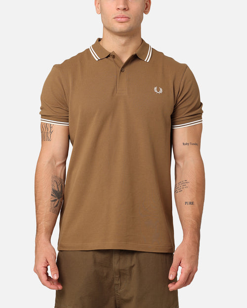 Fred Perry Twin Tipped Polo Shirt Shade Stone/White