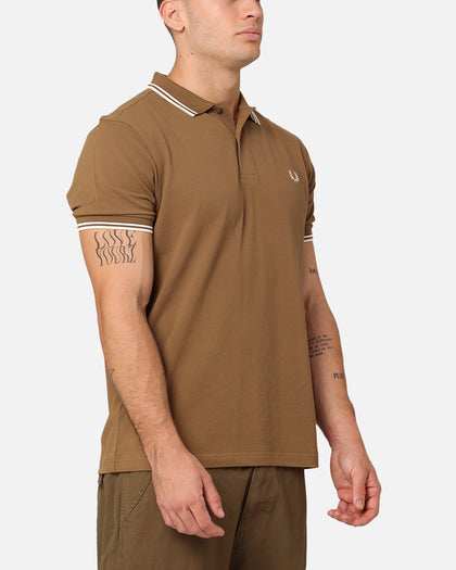 Fred Perry Twin Tipped Polo Shirt Shade Stone/White