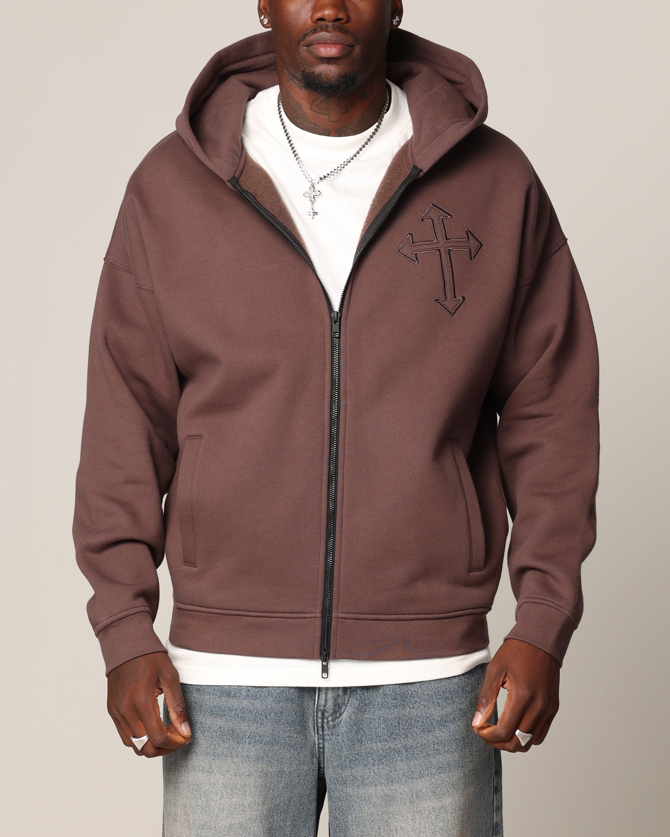 Saint Morta Sorrows Zip Hoodie Chocolate | Culture Kings