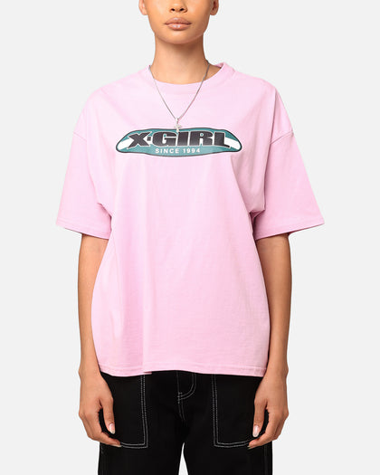 X-Girl Women's Contrast Oval Oversized T-Shirt Baby Pink Culture