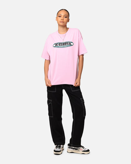 X-Girl Women's Contrast Oval Oversized T-Shirt Baby Pink