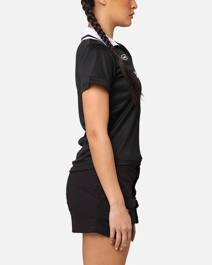 X-Girl Women's Solid Football Short Sleeve Polo Shirt Black/White