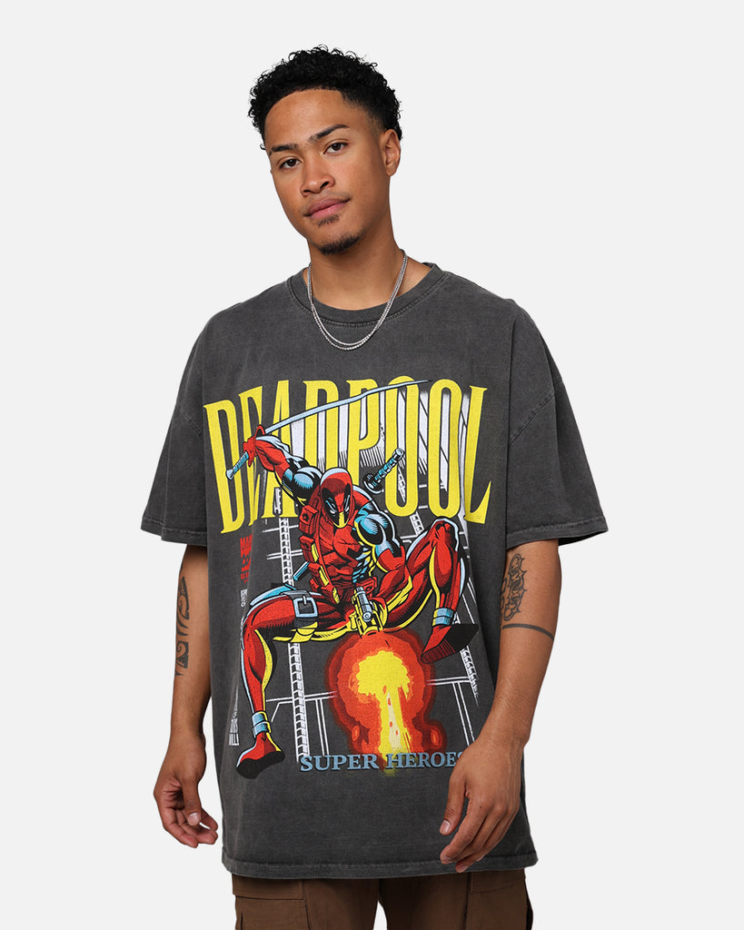 Marvel Deadpool Comic Heavyweight T-Shirt Black Wash