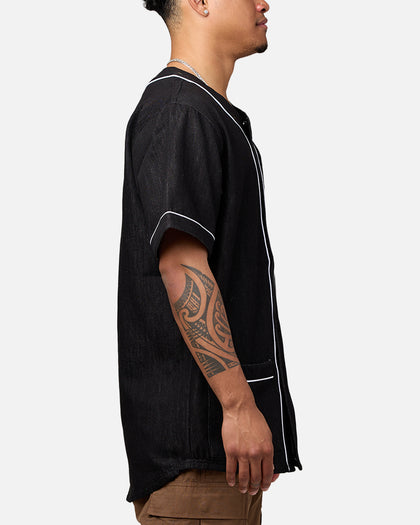 Majestic Athletic Las Vegas Raiders Denim Button Up Shirt Washed Black Denim