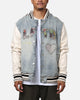 Lifted Anchors "Martina" Boro Denim Varsity Jacket Denim/Cream