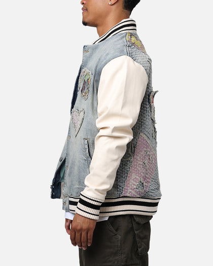 Lifted Anchors "Martina" Boro Denim Varsity Jacket Denim/Cream
