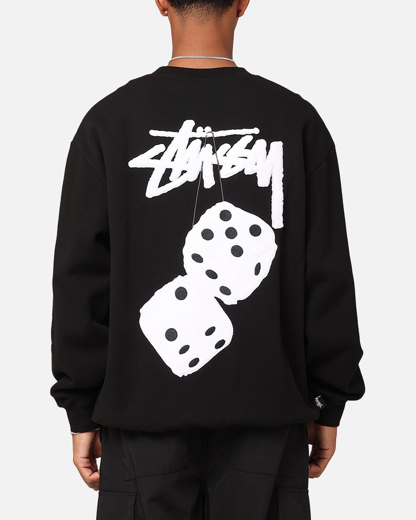 Stussy Fuzzy Dice Chenille Fleece Hoodie Black | Culture Kings