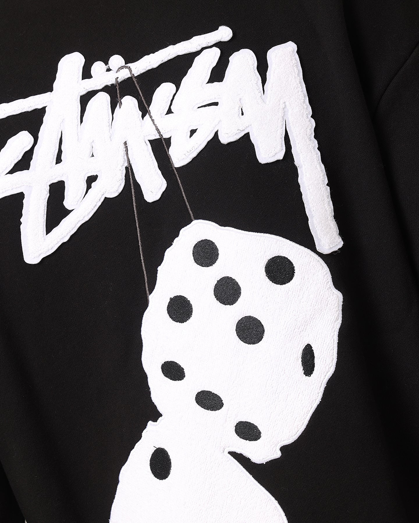 Stussy Fuzzy Dice Chenille Fleece Hoodie Black | Culture Kings
