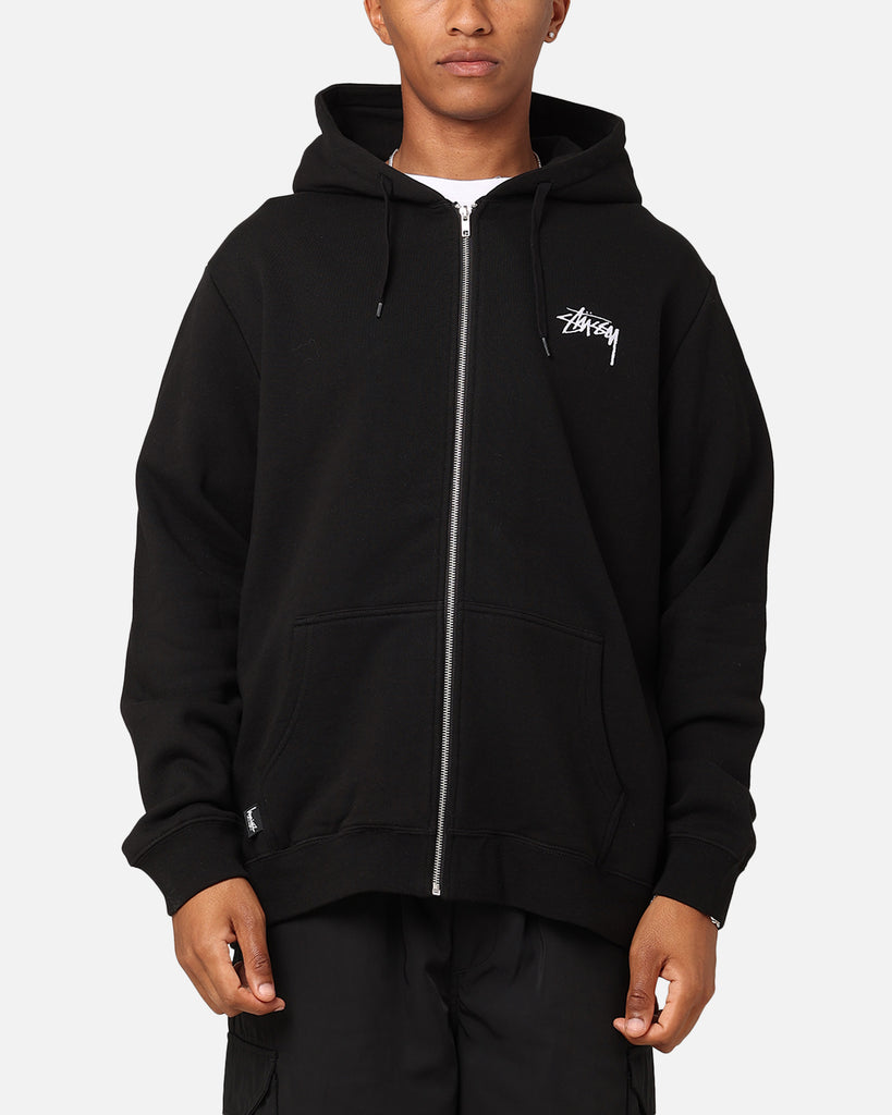 Stussy Stock Embroidery Full Zip Hoodie Black | Culture Kings