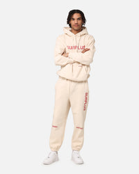 Daniel Patrick Surplus Logo Hoodie Cream/Maroon
