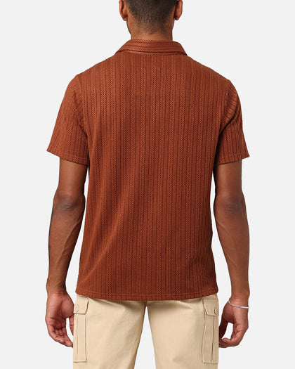XXIII Herringbone Cable Polo Shirt Brown