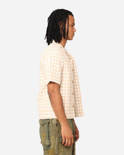 XXIII Jacquard Weave Button Up Shirt Cream/White