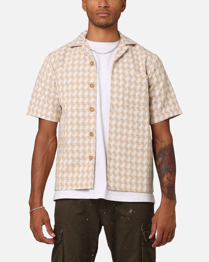 XXIII Jacquard Weave Button Up Shirt Cream/White