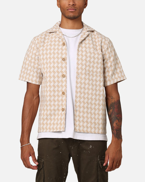 XXIII Jacquard Weave Button Up Shirt Cream/White