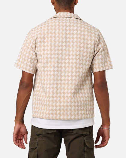 XXIII Jacquard Weave Button Up Shirt Cream/White