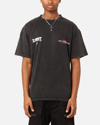 Saint Morta Death Wish Patrol T-Shirt Black Acid Wash