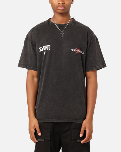 Saint Morta Death Wish Patrol T-Shirt Black Acid Wash