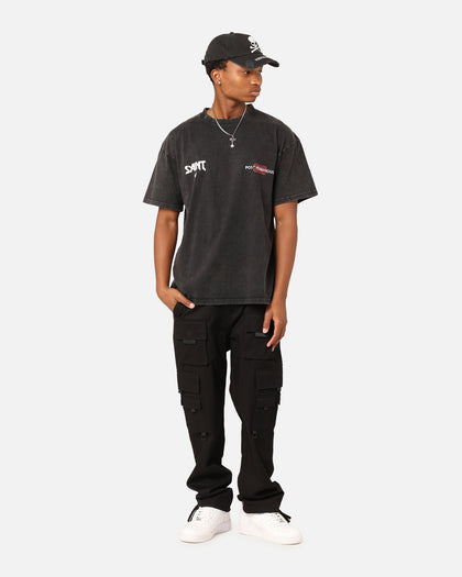 Saint Morta Death Wish Patrol T-Shirt Black Acid Wash