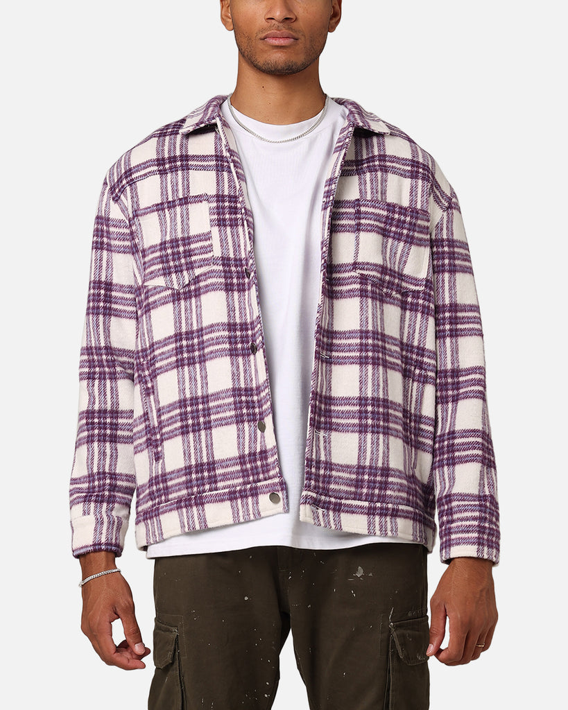 XXIII Darby Plaid Shacket Purple/White | Culture Kings