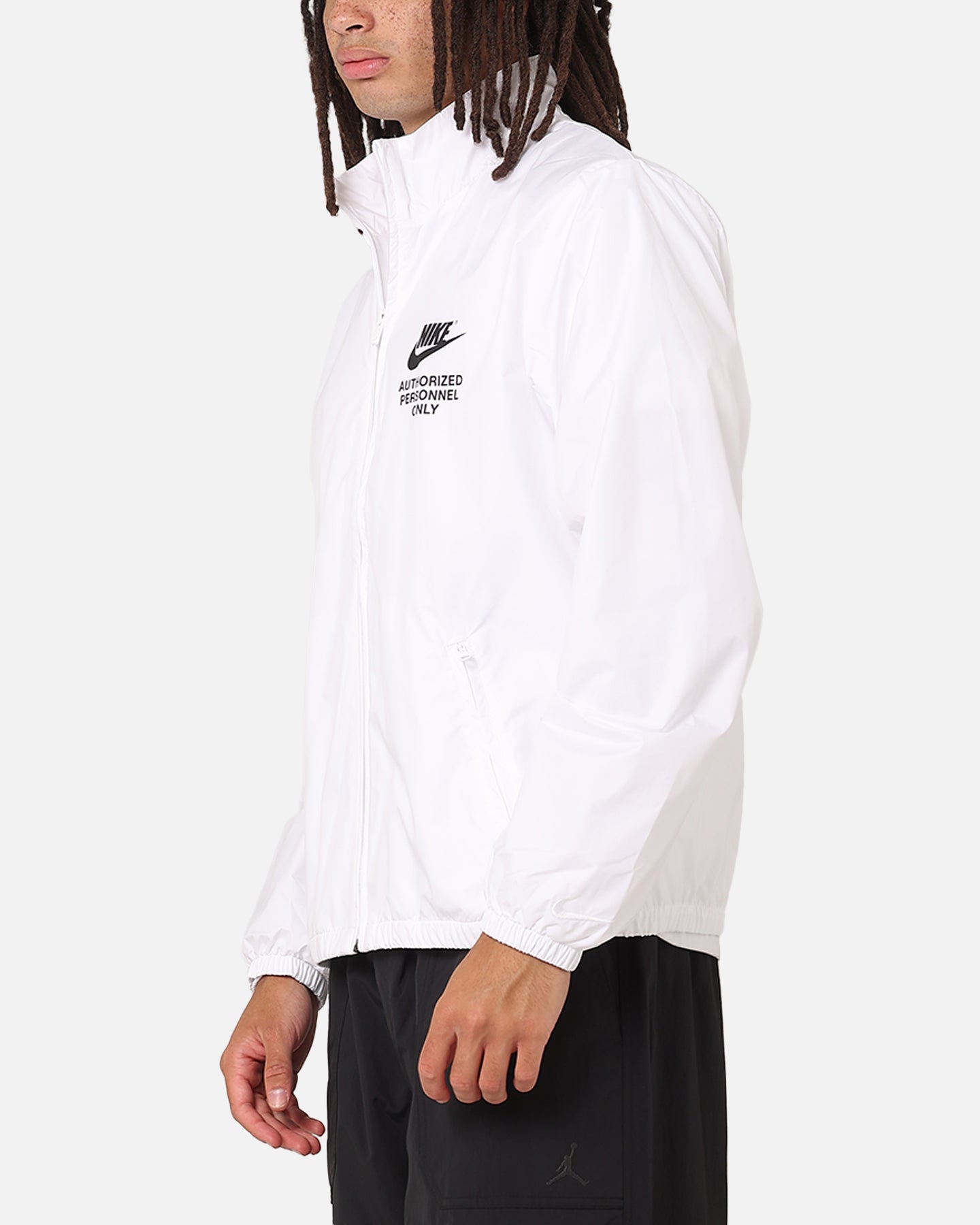 nike woven sheer logo jacket in white