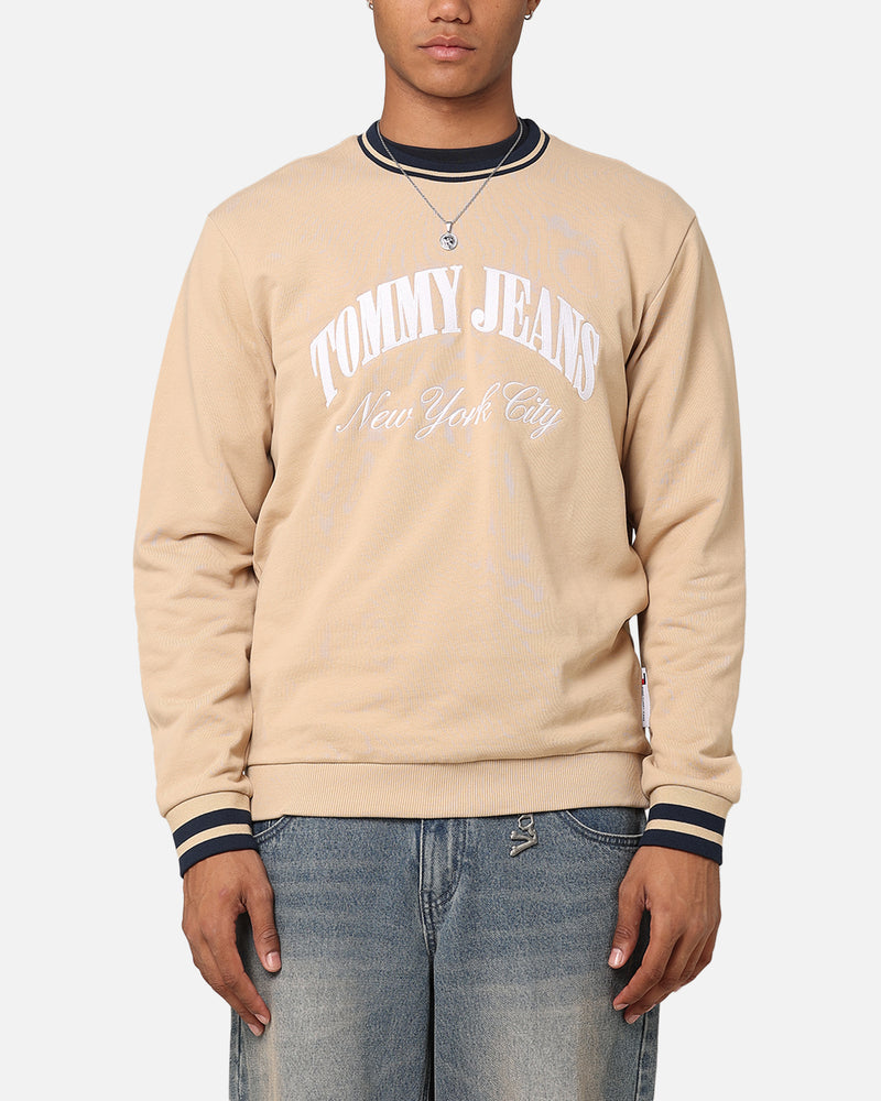 Tommy Jeans TJM Reg Tipping Varsity Crewneck Tawny Sand