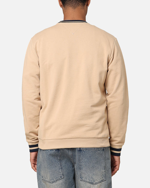 Tommy Jeans TJM Reg Tipping Varsity Crewneck Tawny Sand