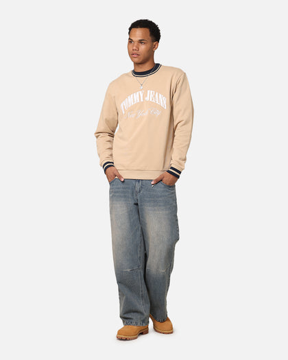 Tommy Jeans TJM Reg Tipping Varsity Crewneck Tawny Sand