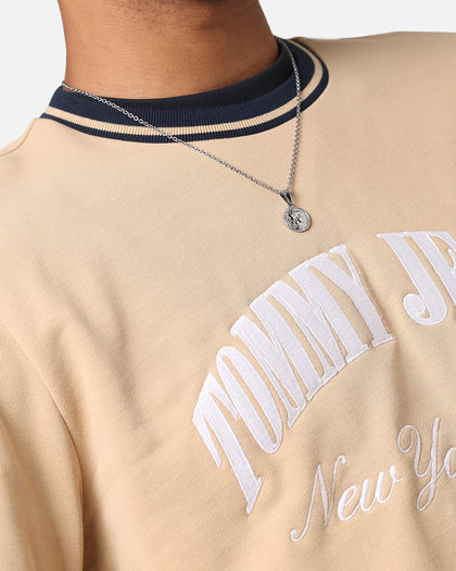 Tommy Jeans TJM Reg Tipping Varsity Crewneck Tawny Sand
