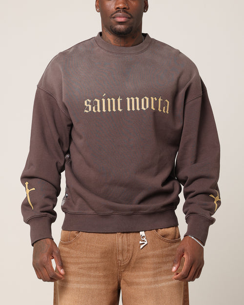 Saint Morta Divine Reverence Boxy Crewneck Brown